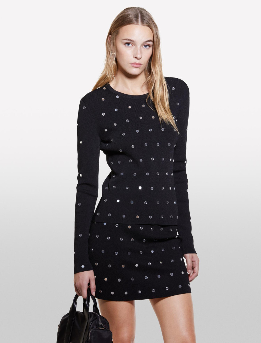 Kadın Siyah Viskoz Karışımlı Bisiklet Yaka Slim Fit Kazak Kadın Siyah Viskoz Karışımlı Bisiklet Yaka Slim Fit Kazak