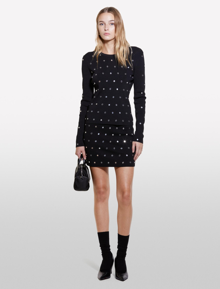 Kadın Siyah Viskoz Karışımlı Bisiklet Yaka Slim Fit Kazak Kadın Siyah Viskoz Karışımlı Bisiklet Yaka Slim Fit Kazak