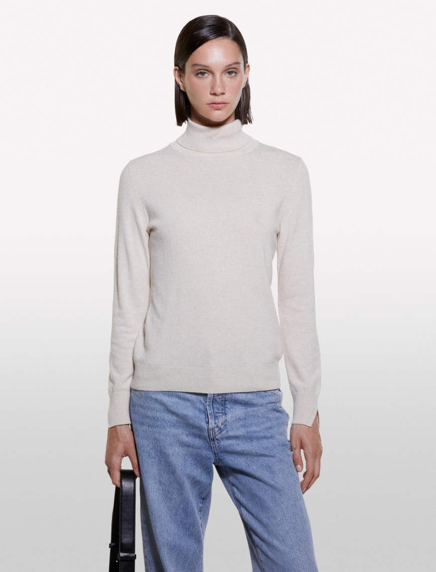 Kadın Krem Yün ve Kaşmir Karışımlı Ribana Detaylı Balıkçı Yaka Kazak Kadın Krem Yün ve Kaşmir Karışımlı Ribana Detaylı Balıkçı Yaka Kazak