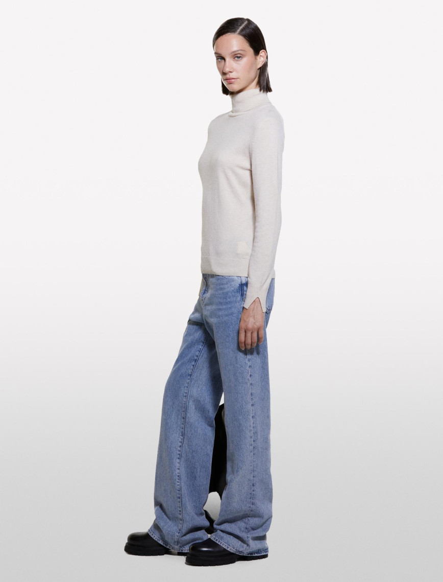 Kadın Krem Yün ve Kaşmir Karışımlı Ribana Detaylı Balıkçı Yaka Kazak Kadın Krem Yün ve Kaşmir Karışımlı Ribana Detaylı Balıkçı Yaka Kazak