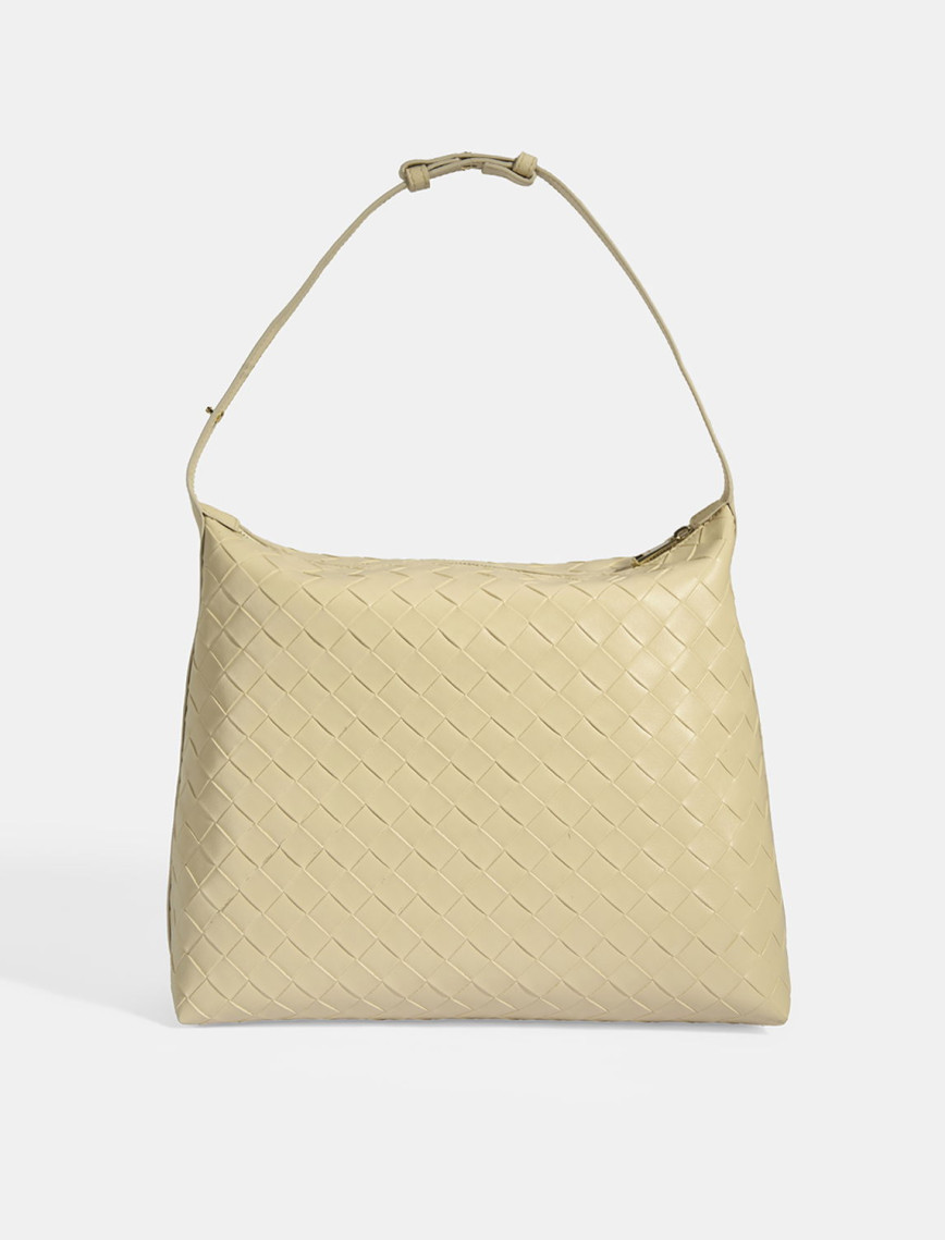 Kadın Bej Örgü Baskılı Omuz Çantası