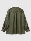 Kadın Haki %100 Keten Sol Önü Cepli Oversize Mandarin Yaka Gömlek Kadın Haki %100 Keten Sol Önü Cepli Oversize Mandarin Yaka Gömlek