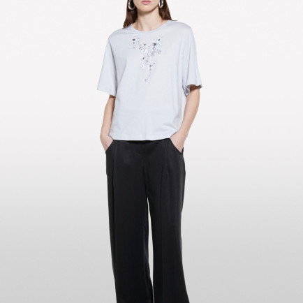 Kadın Gri %100 Pamuk Baskılı Bisiklet Yaka Regular Fit T-Shirt Kadın Gri %100 Pamuk Baskılı Bisiklet Yaka Regular Fit T-Shirt