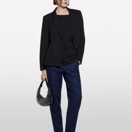 Kadın Siyah Modal Karışımlı Kayık Yaka Regular Fit T-Shirt Kadın Siyah Modal Karışımlı Kayık Yaka Regular Fit T-Shirt