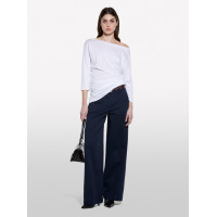 Kadın Beyaz Modal Karışımlı Kayık Yaka Regular Fit T-Shirt