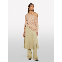 Kadın Sütlü Kahve Modal Karışımlı Kayık Yaka Regular Fit T-Shirt