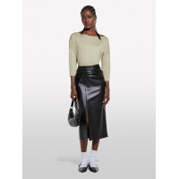 Kadın Kum Rengi Modal Karışımlı Kayık Yaka Regular Fit T-Shirt