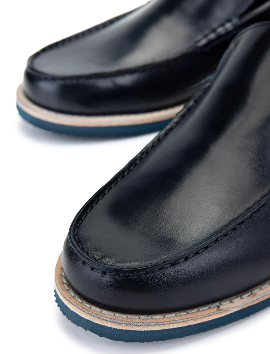 Tamer Tanca Erkek Hakiki Deri Lacivert Loafer Ayakkabı