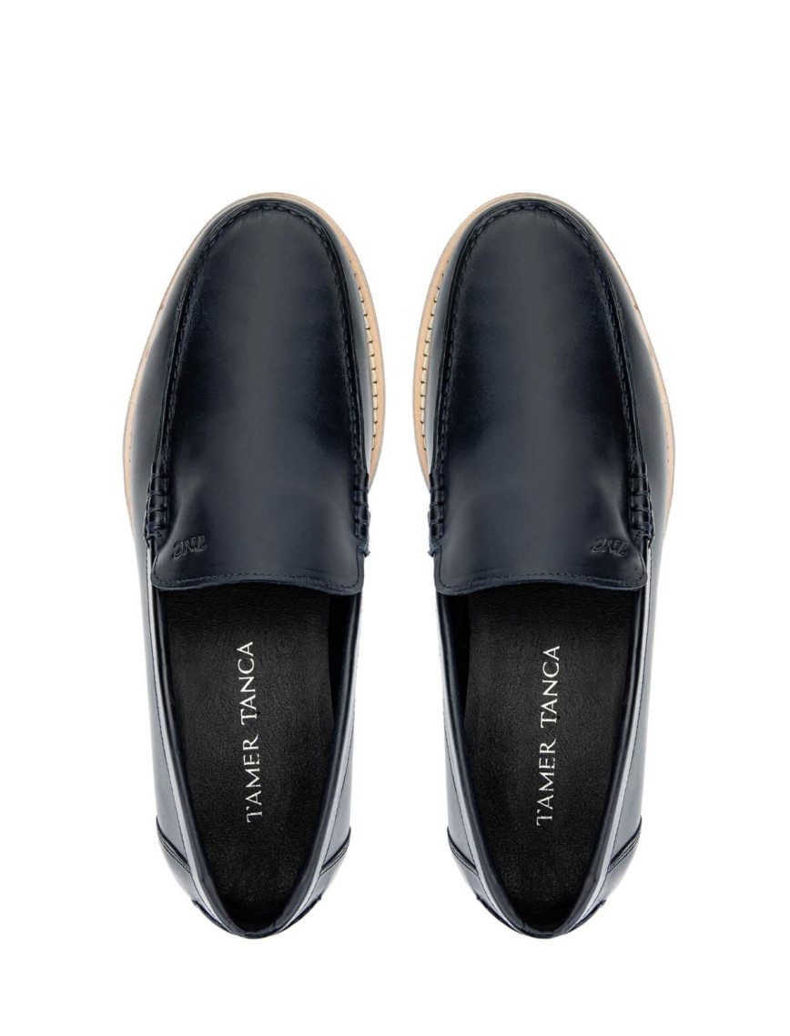 Tamer Tanca Erkek Hakiki Deri Lacivert Loafer Ayakkabı