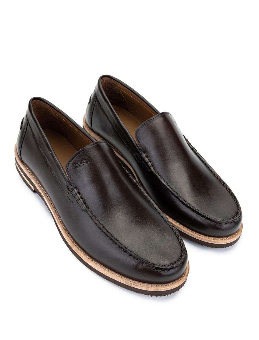 Tamer Tanca Erkek Hakiki Deri Kahverengi Loafer Ayakkabı