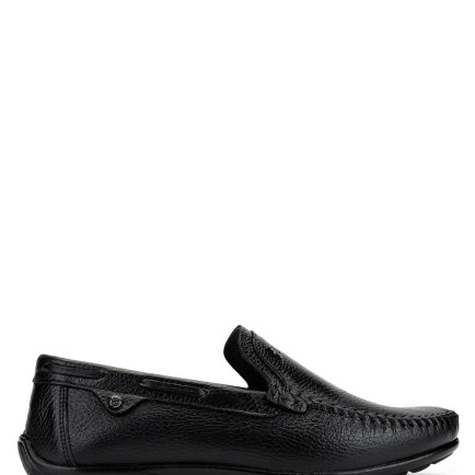 Tamer Tanca Erkek Hakiki Deri Siyah Floter Loafer Ayakkabı