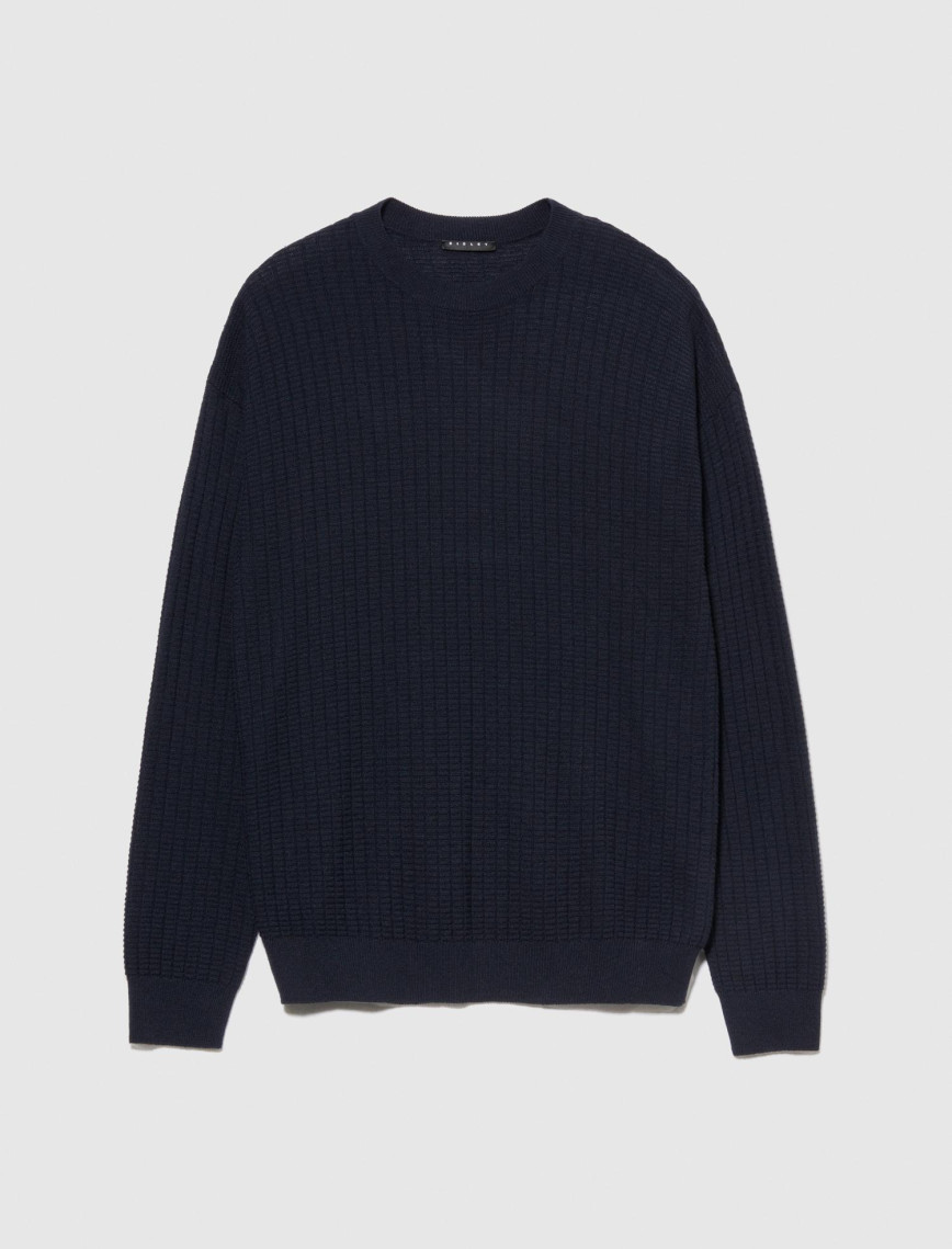 Erkek Lacivert Yün Karışımlı Bisiklet Yaka Kazak Erkek Lacivert Yün Karışımlı Bisiklet Yaka Kazak