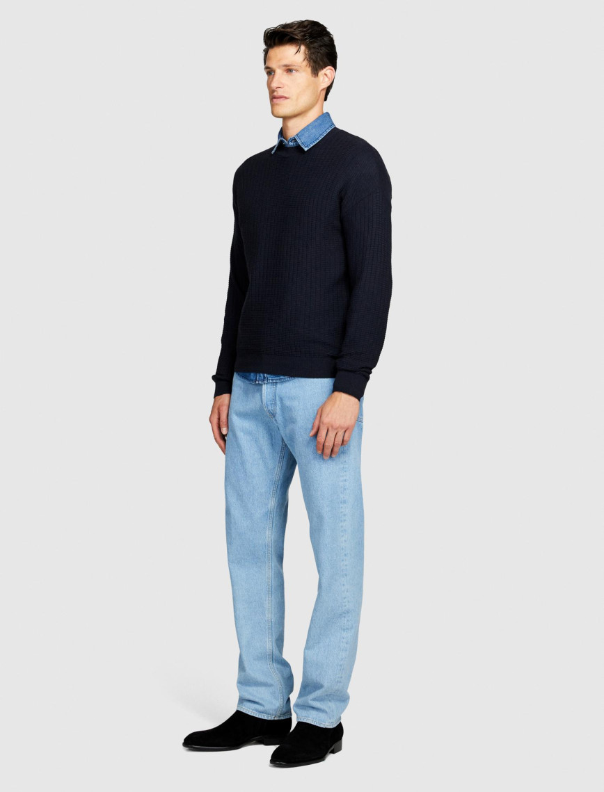 Erkek Lacivert Yün Karışımlı Bisiklet Yaka Kazak Erkek Lacivert Yün Karışımlı Bisiklet Yaka Kazak