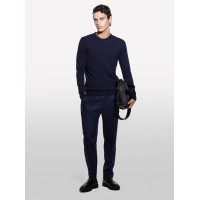 Erkek Lacivert Kaşmir Karışımlı Bisiklet Yaka Kazak