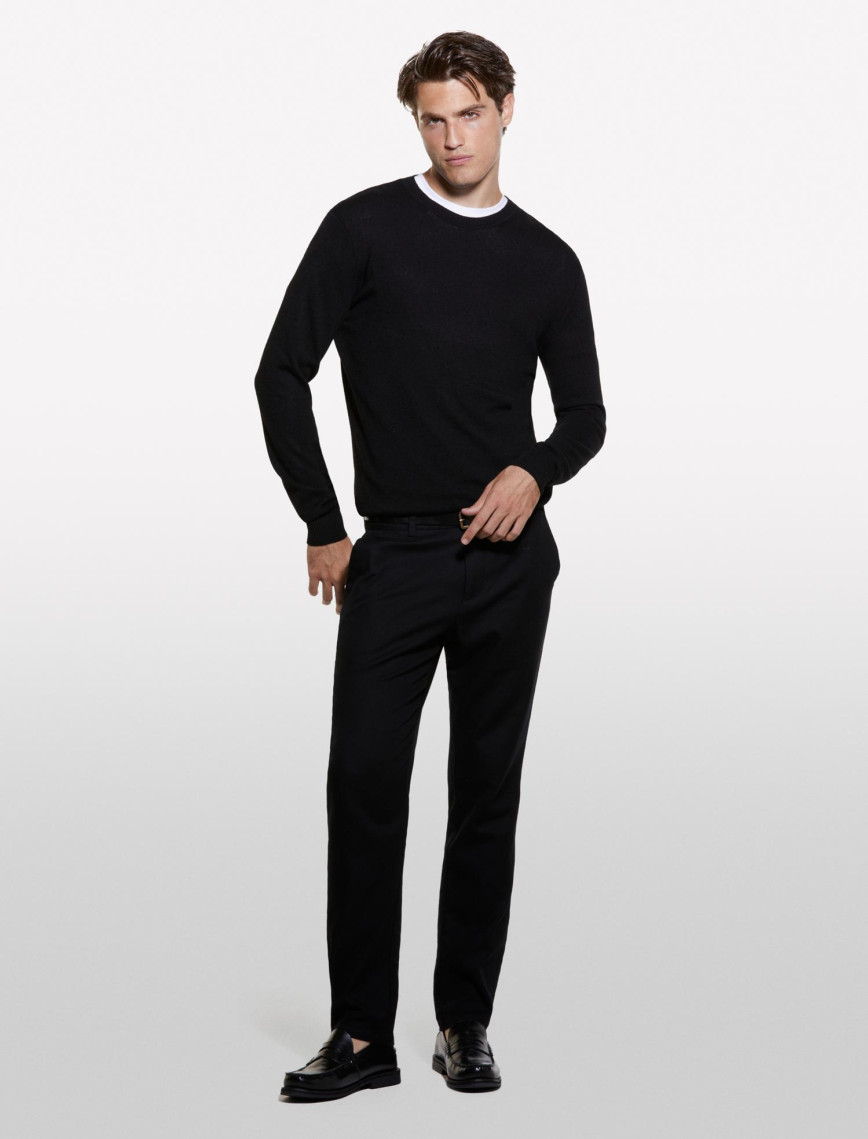 Erkek Antrasit Kaşmir Karışımlı Bisiklet Yaka Kazak