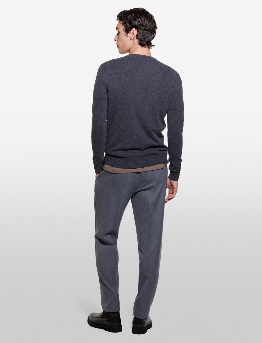 Erkek Antrasit Kaşmir Karışımlı Bisiklet Yaka Kazak