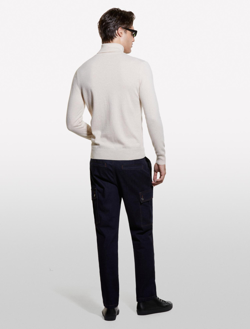 Erkek Krem Kaşmir Karışımlı Dik Yaka Kazak Erkek Krem Kaşmir Karışımlı Dik Yaka Kazak