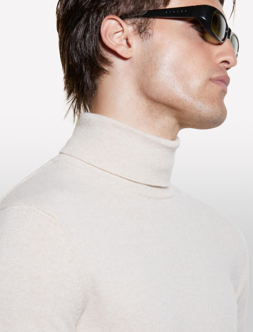 Erkek Krem Kaşmir Karışımlı Dik Yaka Kazak Erkek Krem Kaşmir Karışımlı Dik Yaka Kazak