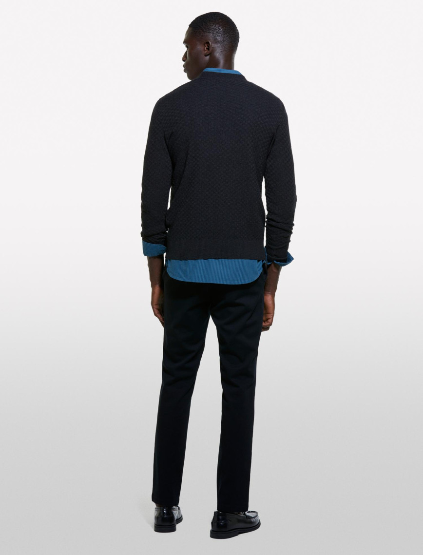 Erkek Koyu Gri Yün Karışımlı Uzun Kollu Ribanalı Kazak Erkek Koyu Gri Yün Karışımlı Uzun Kollu Ribanalı Kazak