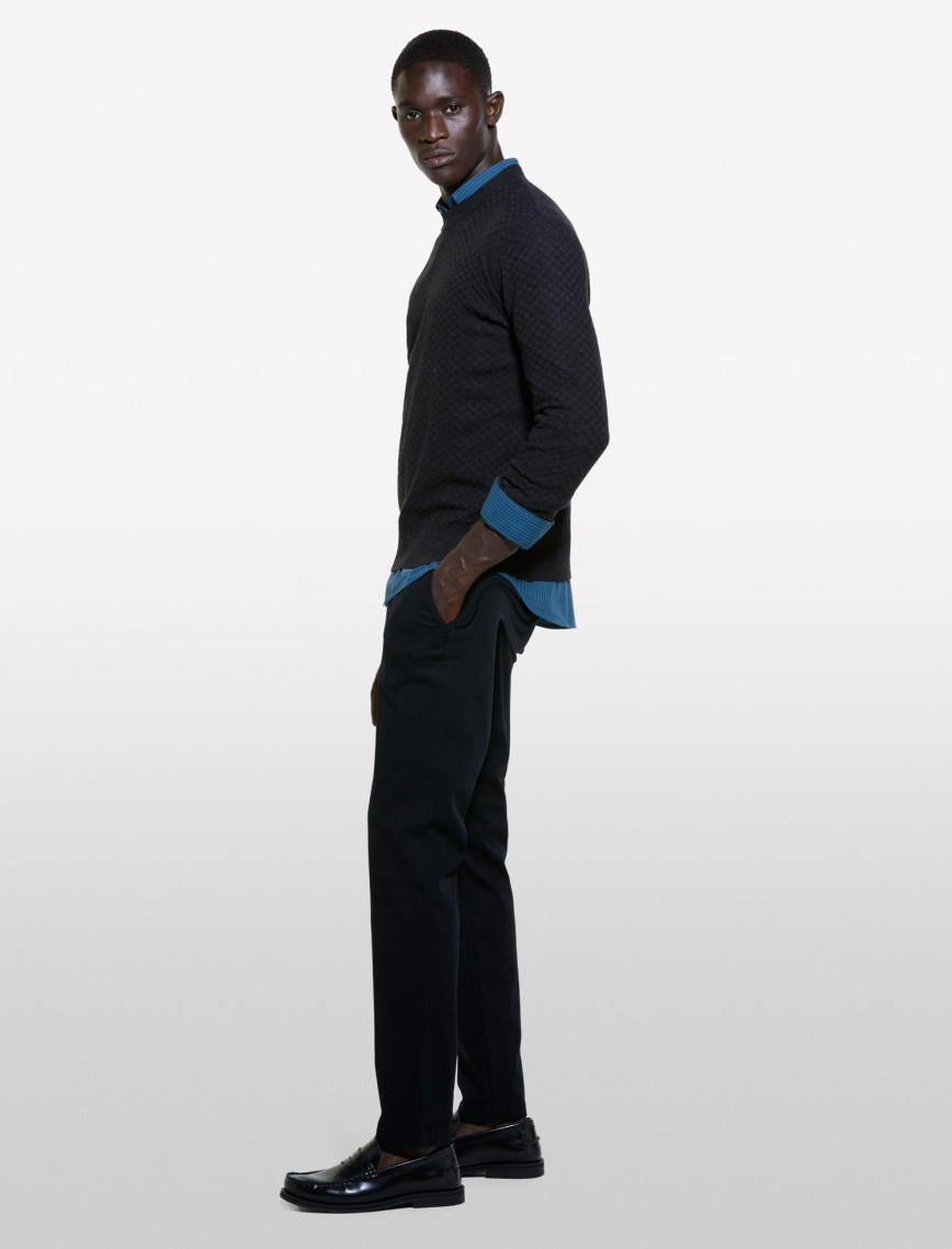 Erkek Koyu Gri Yün Karışımlı Uzun Kollu Ribanalı Kazak Erkek Koyu Gri Yün Karışımlı Uzun Kollu Ribanalı Kazak