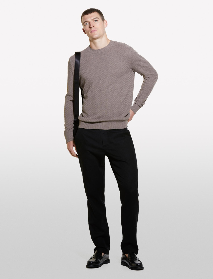 Erkek Kahve Melanj Yün Karışımlı Uzun Kollu Ribanalı Kazak Erkek Kahve Melanj Yün Karışımlı Uzun Kollu Ribanalı Kazak