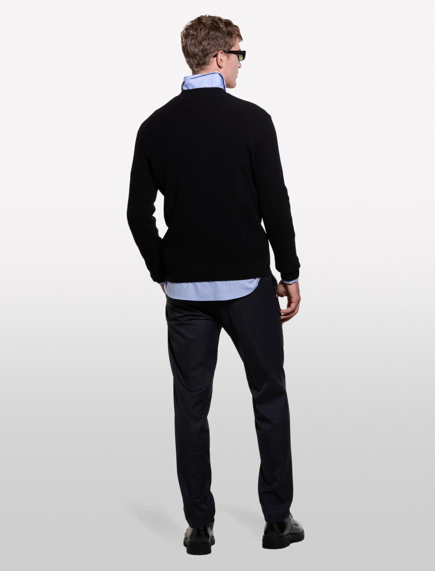 Erkek Siyah Yün Karışımlı Bisiklet Yaka Kazak Erkek Siyah Yün Karışımlı Bisiklet Yaka Kazak