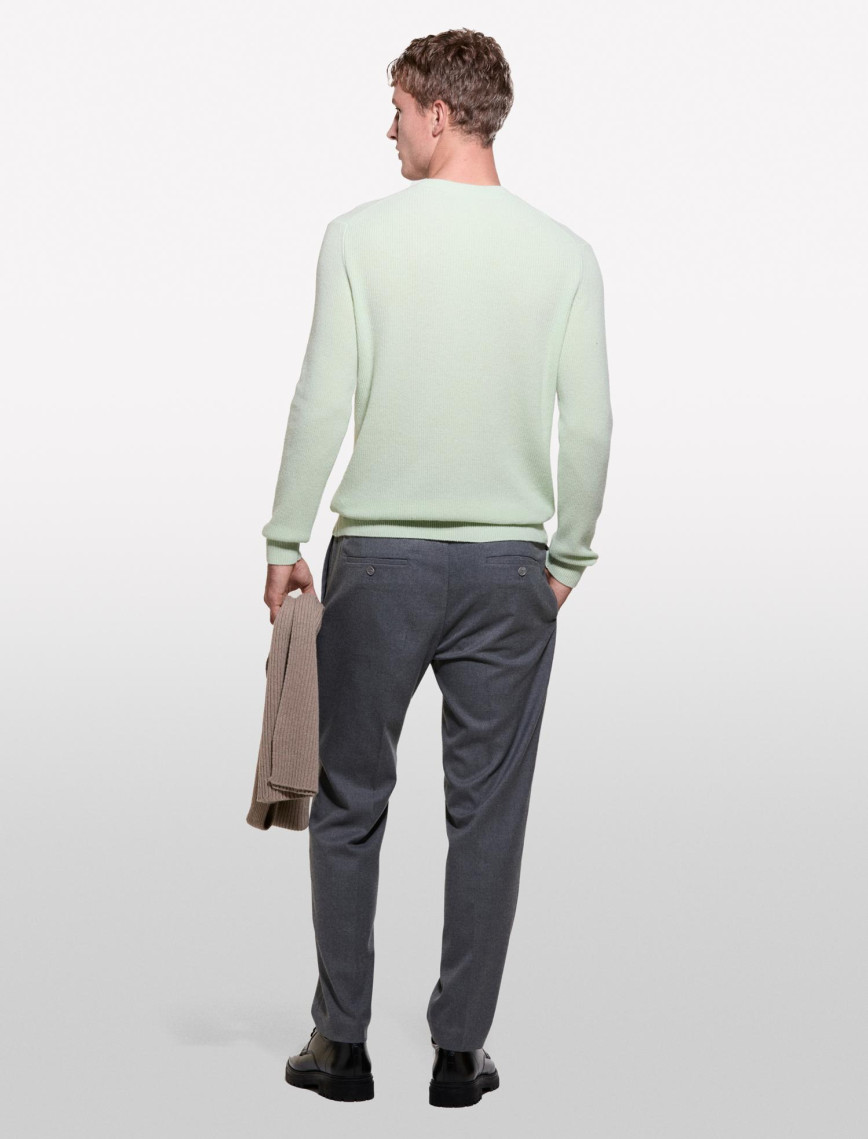 Erkek Açık Yeşil Yün Karışımlı Bisiklet Yaka Kazak Erkek Açık Yeşil Yün Karışımlı Bisiklet Yaka Kazak