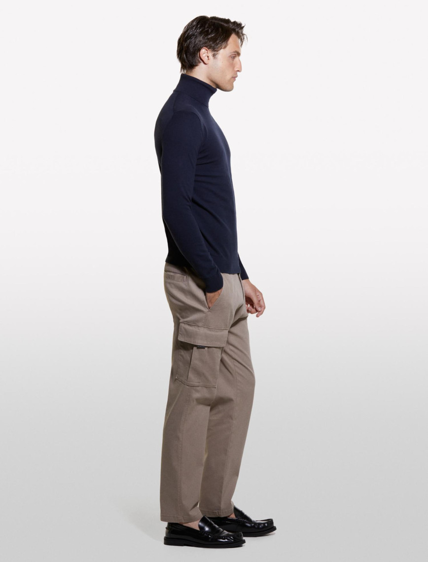 Erkek Lacivert Koton Karışımlı Dik Yaka Kazak