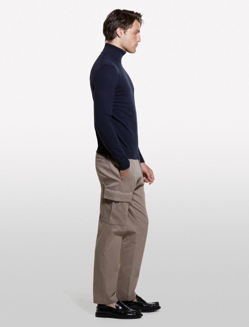 Erkek Lacivert Koton Karışımlı Dik Yaka Kazak