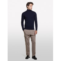 Erkek Lacivert Koton Karışımlı Dik Yaka Kazak