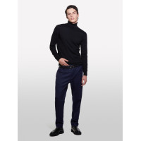 Erkek Siyah Koton Karışımlı Dik Yaka Kazak