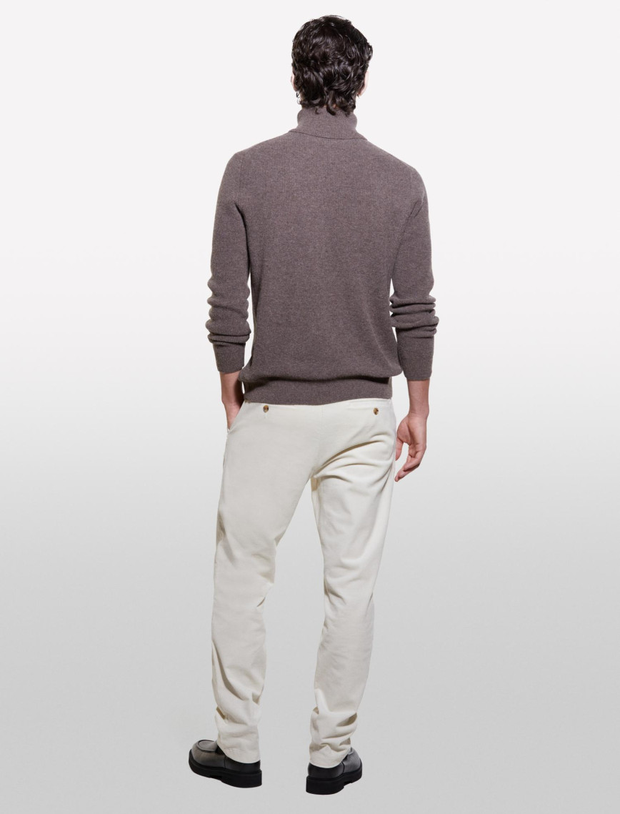 Erkek Kahverengi Yün Karışımlı Dik Yaka Kazak Erkek Kahverengi Yün Karışımlı Dik Yaka Kazak