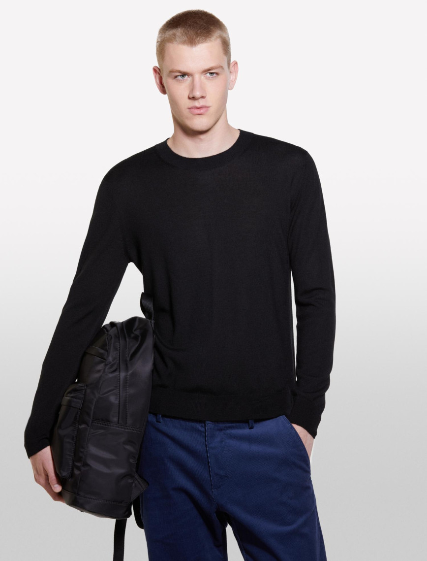 Erkek Siyah Yün Karışımlı Bisiklet Yaka Kazak Erkek Siyah Yün Karışımlı Bisiklet Yaka Kazak