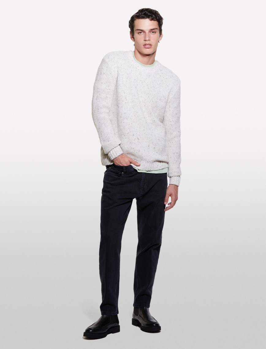 Erkek Bej Yün Karışımlı Normal Kesim Ribanalı Bisiklet Yaka Kazak Erkek Bej Yün Karışımlı Normal Kesim Ribanalı Bisiklet Yaka Kazak