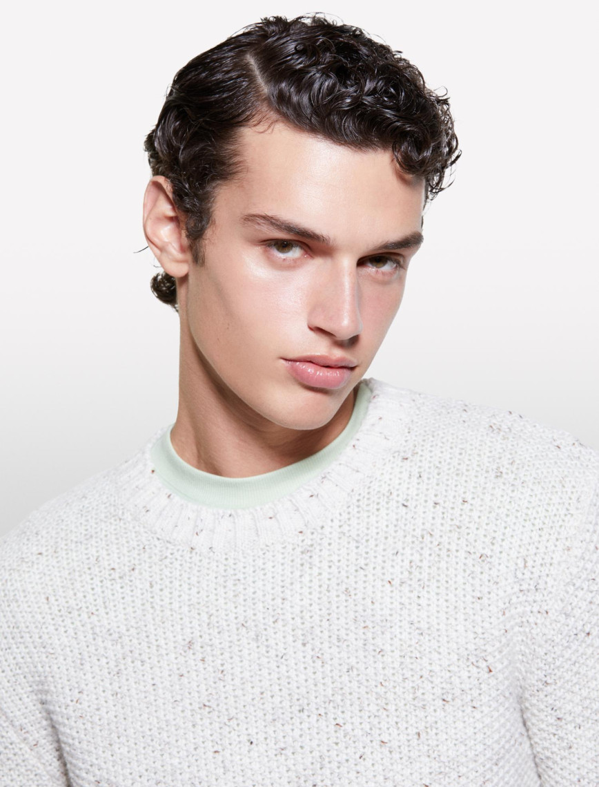 Erkek Bej Yün Karışımlı Normal Kesim Ribanalı Bisiklet Yaka Kazak Erkek Bej Yün Karışımlı Normal Kesim Ribanalı Bisiklet Yaka Kazak