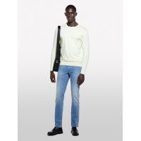 Erkek Açık Sarı Pamuk Karışımlı Normal Kesim Uzun Kollu Ribanalı Kazak