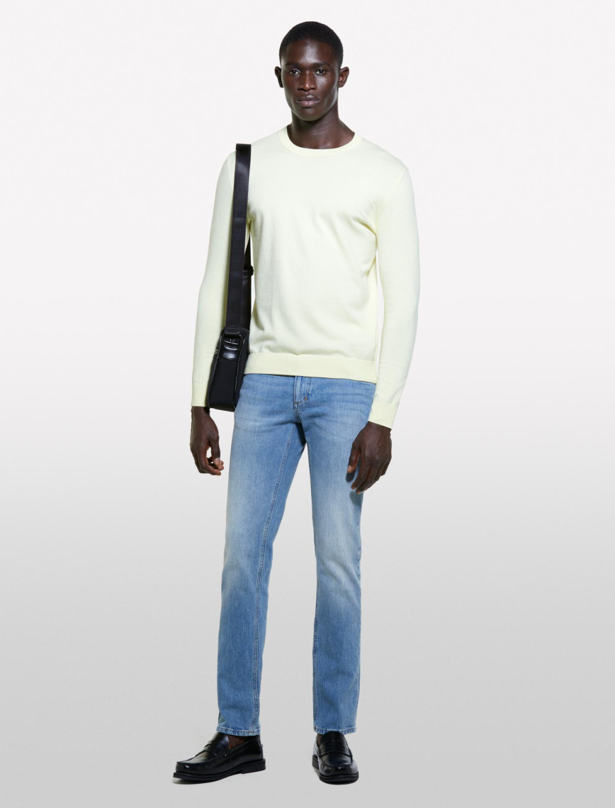 Erkek Deve Tüyü Pamuk Karışımlı Normal Kesim Uzun Kollu Ribanalı Kazak