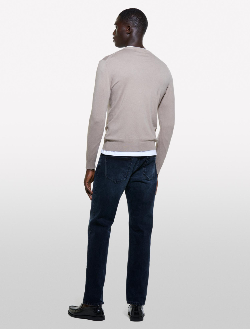 Erkek Deve Tüyü Pamuk Karışımlı Normal Kesim Uzun Kollu Ribanalı Kazak