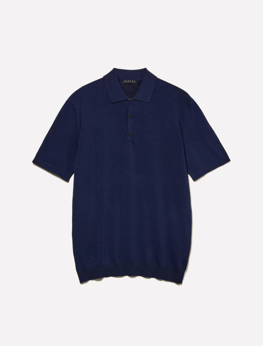 Erkek Lacivert Viskoz ve Pamuk Karışımlı Kısa Kollu Polo Yaka T-Shirt