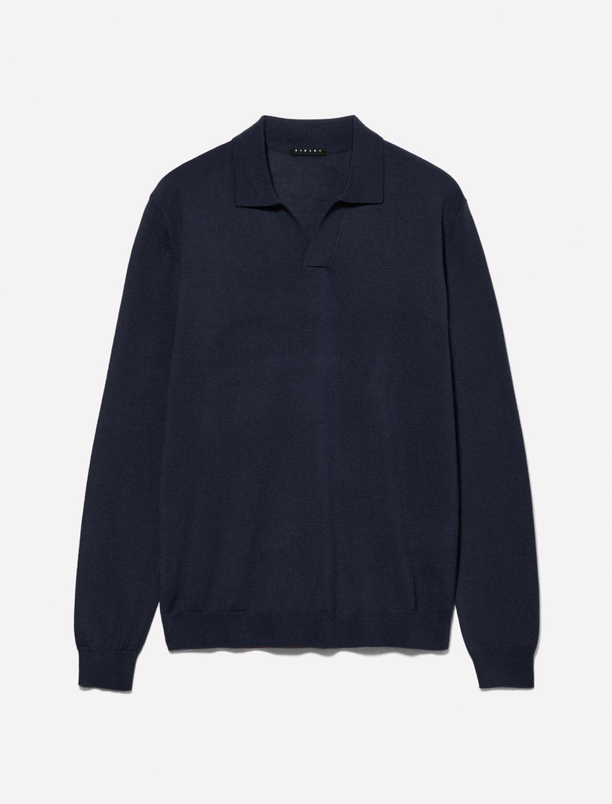 Erkek Lacivert Yün Karışımlı Normal Kesim Uzun Kollu Polo Yaka T-Shirt Erkek Lacivert Yün Karışımlı Normal Kesim Uzun Kollu Polo Yaka T-Shirt