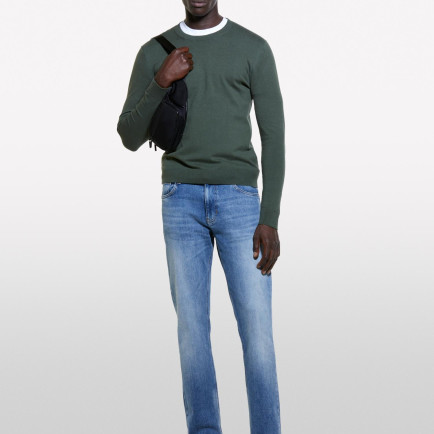 Erkek Koyu Yeşil Pamuk Karışımlı Normal Kesim Uzun Kollu Ribanalı Kazak Erkek Koyu Yeşil Pamuk Karışımlı Normal Kesim Uzun Kollu Ribanalı Kazak