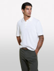 Erkek Krem Viskoz ve Pamuk Karışımlı Kısa Kollu Polo Yaka T-Shirt