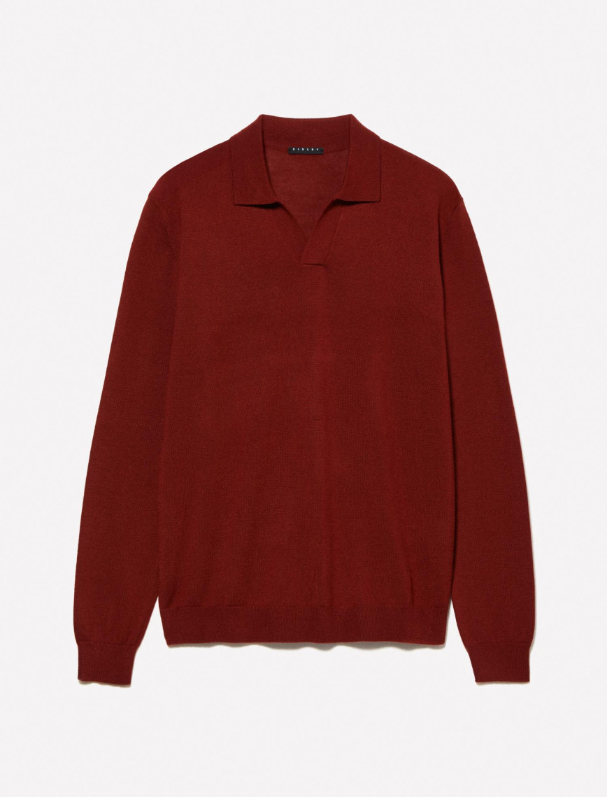 Erkek Bordo Yün Karışımlı Normal Kesim Uzun Kollu Polo Yaka T-Shirt Erkek Bordo Yün Karışımlı Normal Kesim Uzun Kollu Polo Yaka T-Shirt