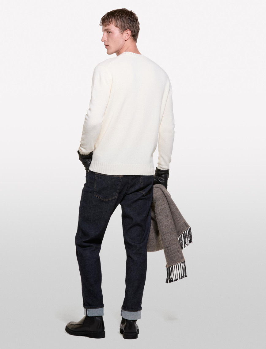 Erkek Krem Yün Karışımlı Normal Kesim Bisiklet Yaka Kazak Erkek Krem Yün Karışımlı Normal Kesim Bisiklet Yaka Kazak