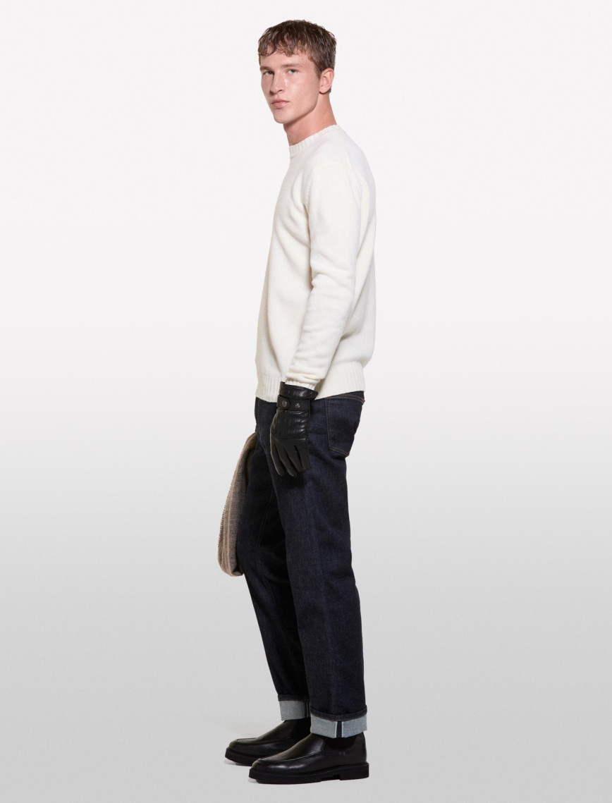 Erkek Krem Yün Karışımlı Normal Kesim Bisiklet Yaka Kazak Erkek Krem Yün Karışımlı Normal Kesim Bisiklet Yaka Kazak