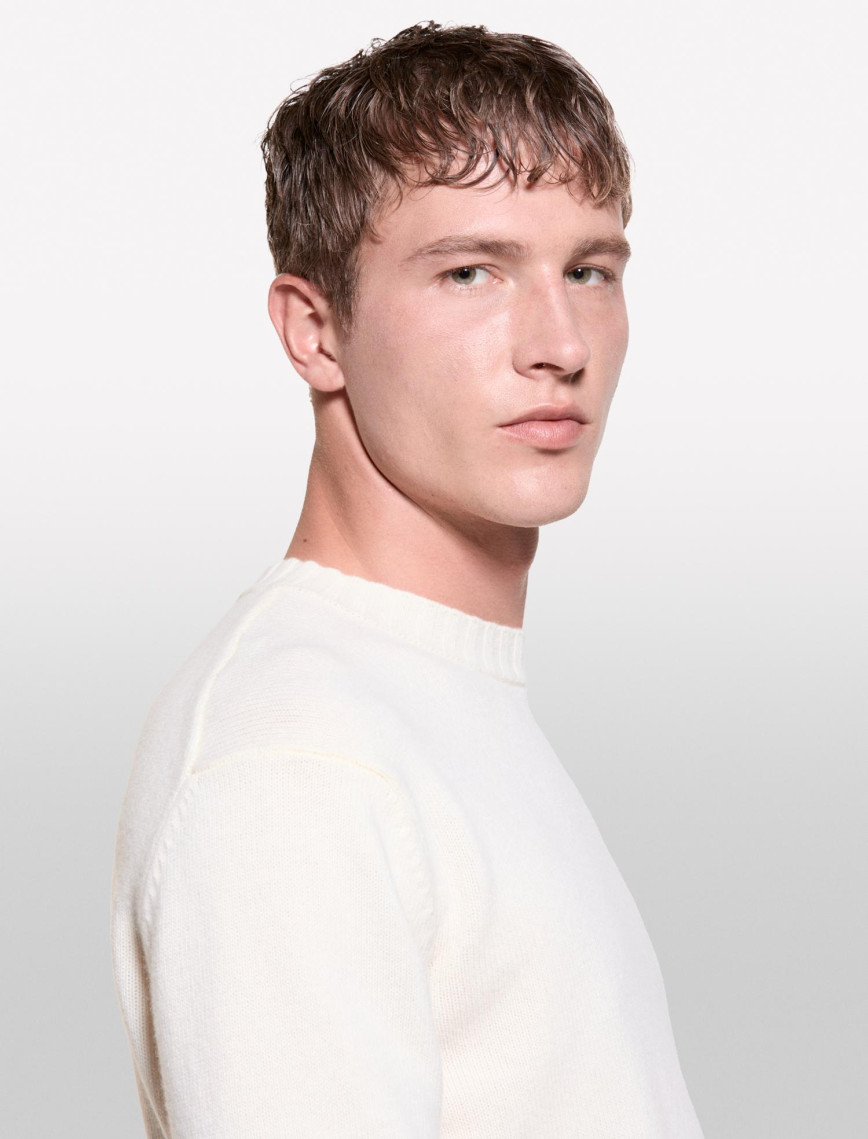 Erkek Krem Yün Karışımlı Normal Kesim Bisiklet Yaka Kazak Erkek Krem Yün Karışımlı Normal Kesim Bisiklet Yaka Kazak