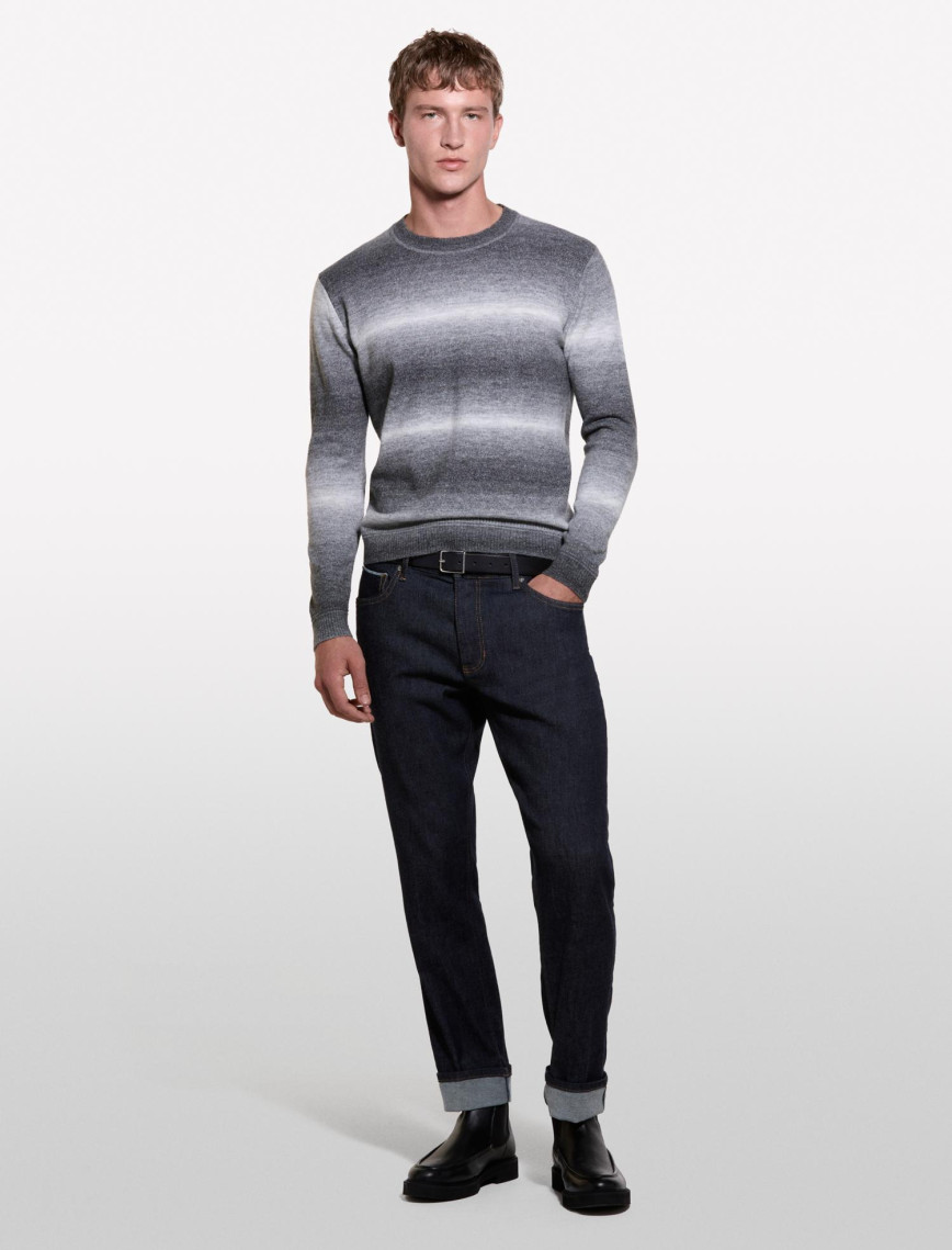 Erkek Gri Mix Yün Karışımlı Renk Geçişli Bisiklet Yaka Kazak Erkek Gri Mix Yün Karışımlı Renk Geçişli Bisiklet Yaka Kazak