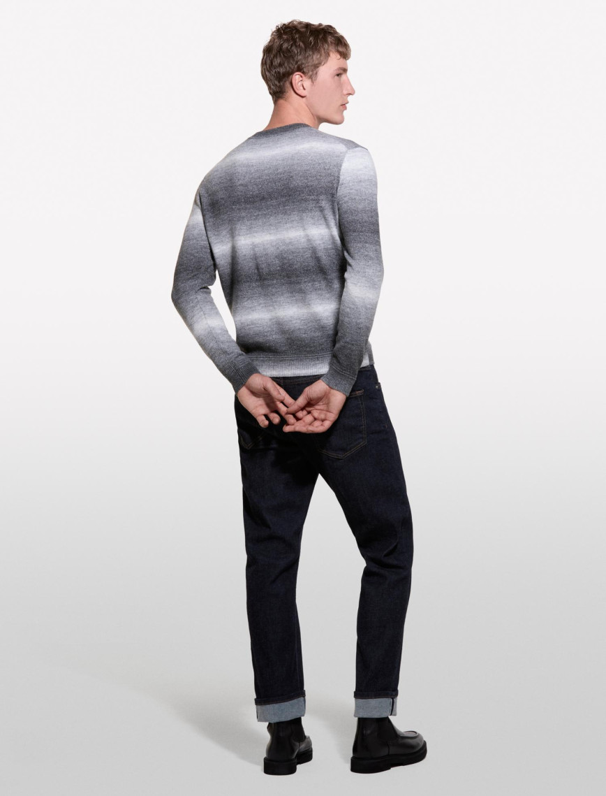 Erkek Gri Mix Yün Karışımlı Renk Geçişli Bisiklet Yaka Kazak Erkek Gri Mix Yün Karışımlı Renk Geçişli Bisiklet Yaka Kazak