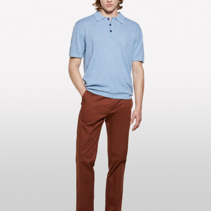 Erkek Havacı Mavi Keten Karışımlı Triko Polo T-Shirt Erkek Havacı Mavi Keten Karışımlı Triko Polo T-Shirt