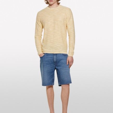 Erkek Açık Hardal Pamuk Karışımlı Uzun Kollu Bisiklet Yaka Kazak